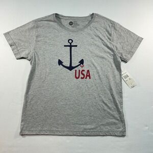 Roxy Anchored USA Perf Crew Gray Heather Anchor Graphic T-Shirt ARJZT05749 Med